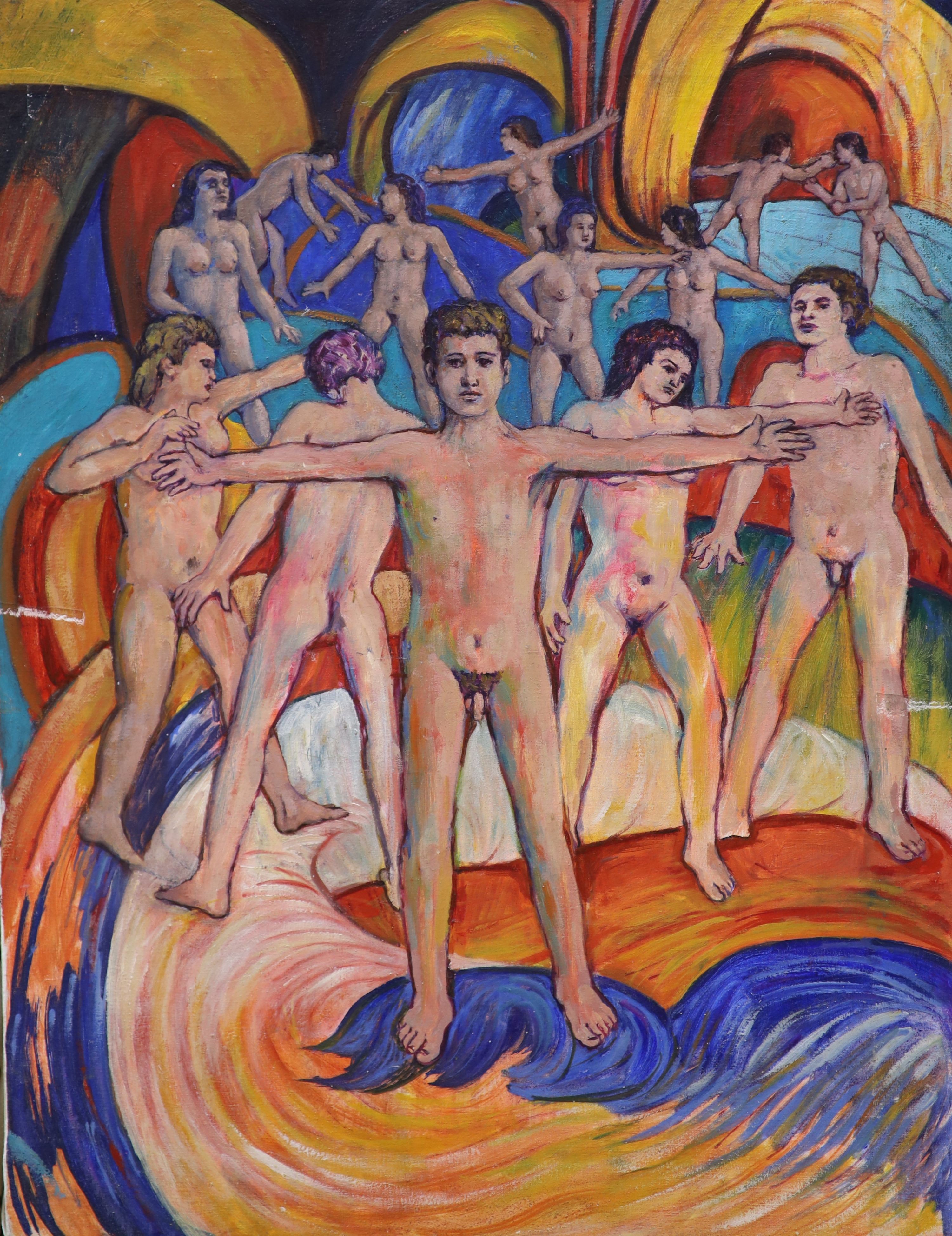 R Philp, two oils on canvas, Standing nudes, c.1960, largest 65 x 53cm, unframed